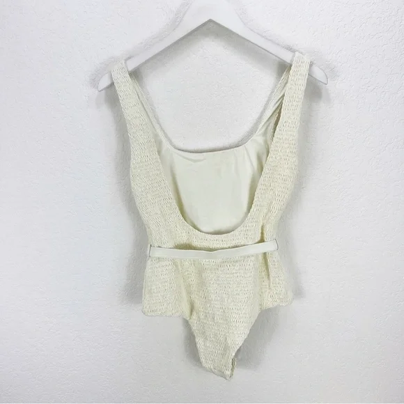 Palm Maya Smocked One-Piece Swimsuit White Size 2 NWT